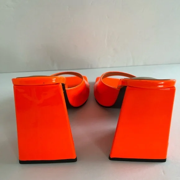 Women FLARE BLOCK Heel Pumps Vintage Retro Slide Sandal Shoes Size 34EUR 4US - Picture 12 of 14